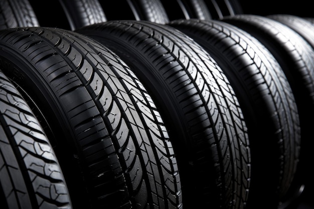 Highquality car tires with excellent tread pattern available at the car maintenance facility Array