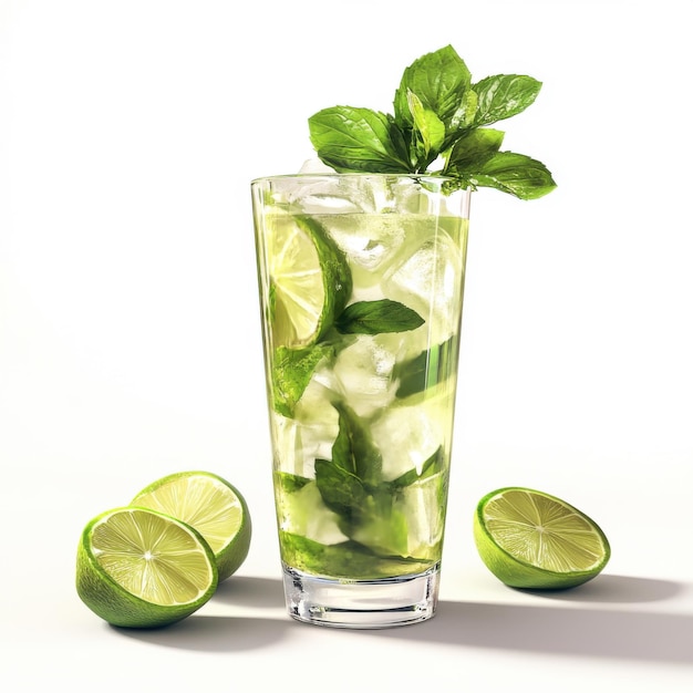 Highquality commercial photo of Mojito Cocktail on white background