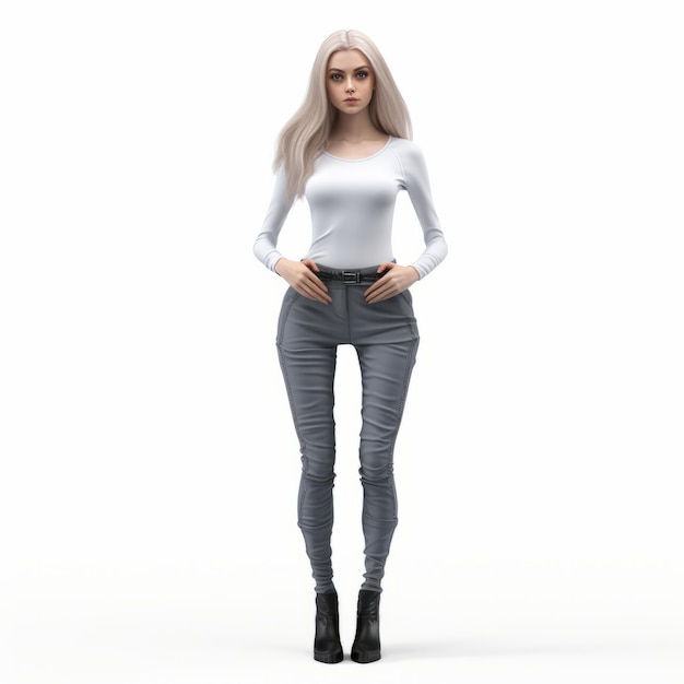 Highquality Fashion 3d Female Model On White Background Stout