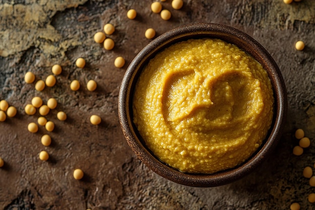 Photo highquality food photo of mustard seeds and mustard paste on a rustic background