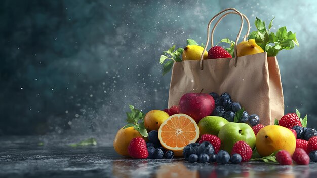 Photo highquality image of fresh summer fruit in grocery bag