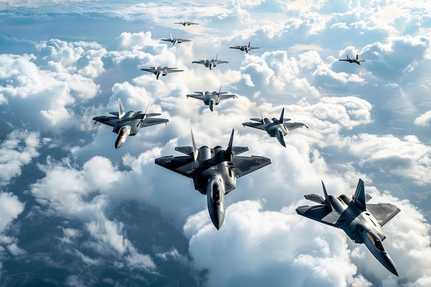 Highquality image of military fighter jets in flawless formation during training maneuvers for sale