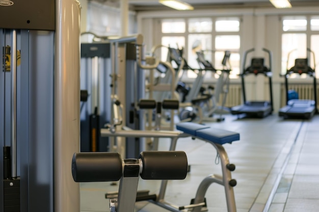 Highquality photo of modern exercise equipment in a newly renovated indoor gym facility