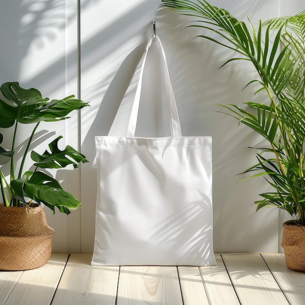 HighQuality Pure White Tote Bag Mockup Perfect for Branding Marketing and Creative Design Projects