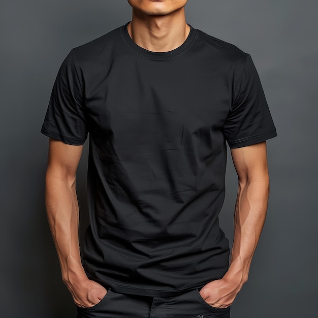 Photo highquality realistic black tshirt mockup for branding and display purposes