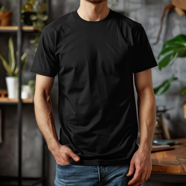 HighQuality Realistic Black TShirt Mockup for Creative Designs and Presentations