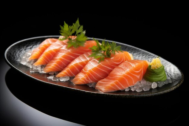 Highquality salmon sashimi slices with a delicate sashimi food photos 693jpg