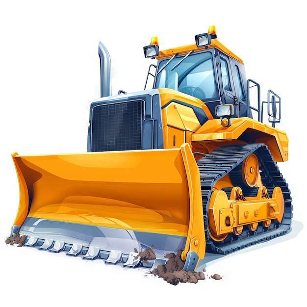 Photo highquality vector image of a yellow bulldozer isolated on a white background perfect for construction or industrialthemed designs