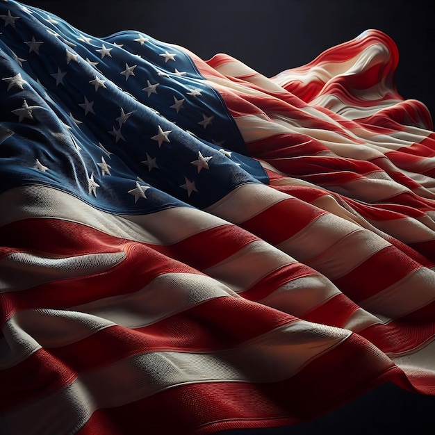 Photo a highresolution 3d render of the united states flag waving in the wind with detailed stitching