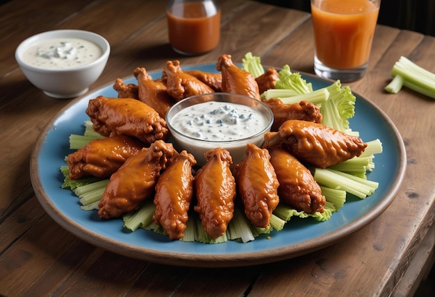 Photo highresolution buffalo chicken wings closeup