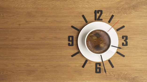 Highresolution coffee and time concept 3D rendering background for your project