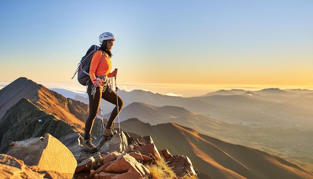 A highresolution image of a climber reaching the summit of a mountain