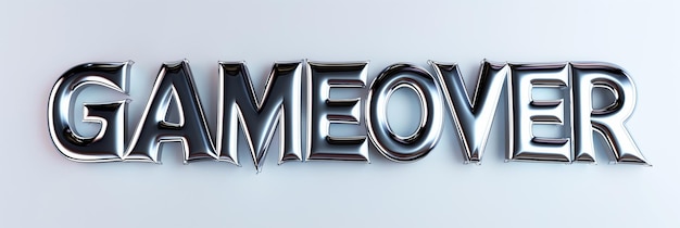 Photo highresolution image of a metallic game over sign featuring modern gaming art