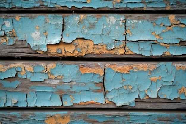 Photo highresolution image of old cracked paint on a rustic wooden surface for artistic and design projects