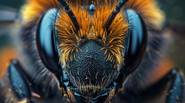 Photo a highresolution photo of a bee with its eyes wide open