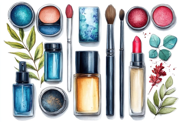 Photo highresolution png cosmetic collection cutout elements set for beauty makeup and skincare