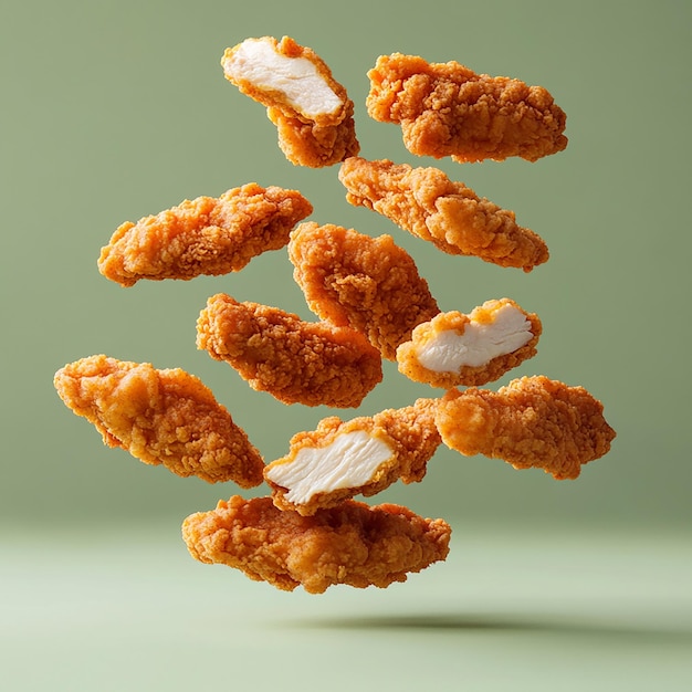 HighResolution Portrait of a Tower of Crispy Chicken Tenders