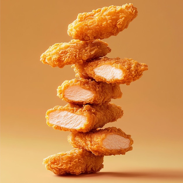 Photo highresolution portrait of a tower of crispy chicken tenders