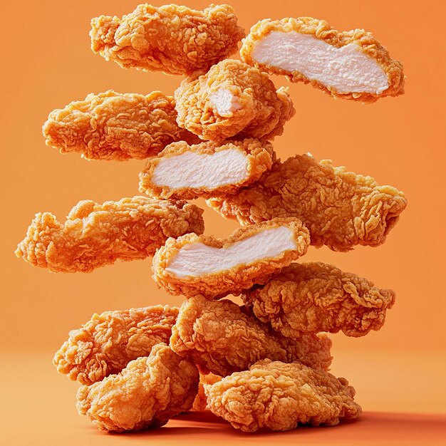 Photo highresolution portrait of a tower of crispy chicken tenders