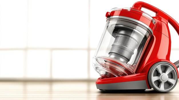 Photo highresolution red vacuum cleaner on a white background for home improvement