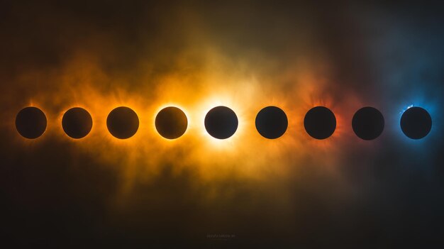 Photo highresolution shot of the solar eclipse in progress showing the gradual alignment of the moon and sun with the surrounding sky transitioning in color