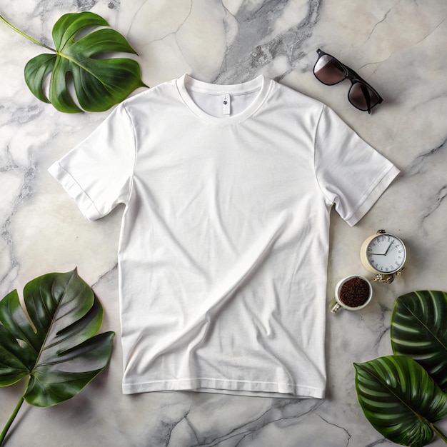 HighResolution White TShirt Mockup on Aesthetic Background 4K Photo for Design and Branding