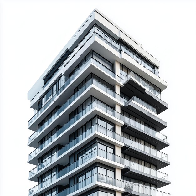 Photo a highrise apartment building with balconies and a modern facade