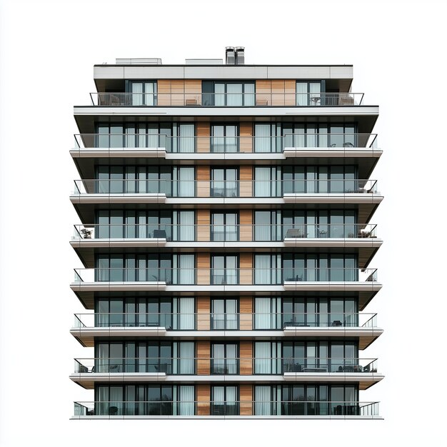 Photo a highrise apartment building with balconies and a modern facade