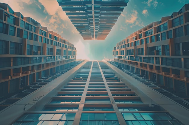 Highrise apartment viewed from below