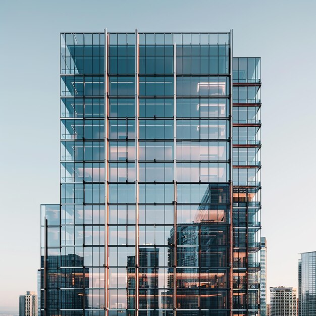 Photo highrise building elevation glass panels and structural design