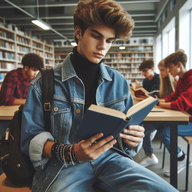 Highschool Boy Reading