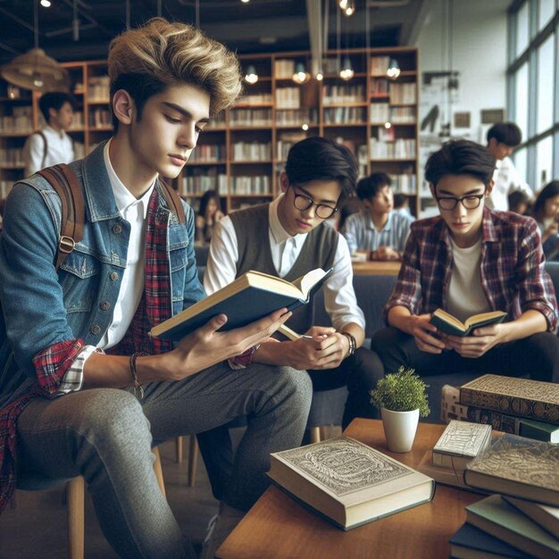 Highschool Boy Reading