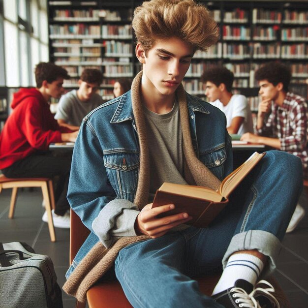 Highschool Boy Reading