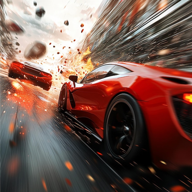 Highspeed action in a racing game with sleek cars and dynamic tracks