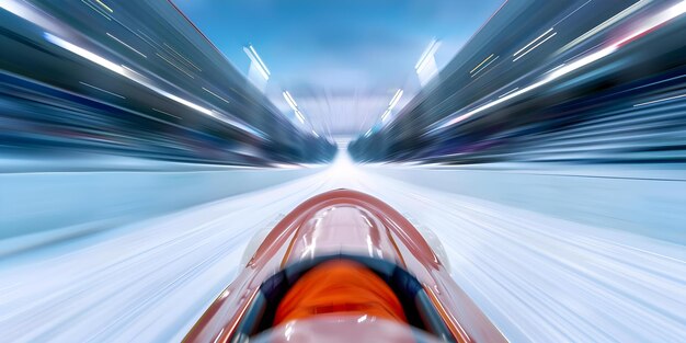 Photo highspeed bobsled racing down icy track concept bobsled winter sports highspeed racing thrilling adventure icy track