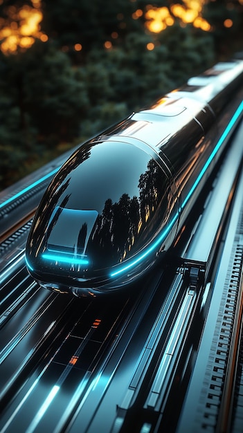 Photo highspeed maglev train with seamless aerodynamic design