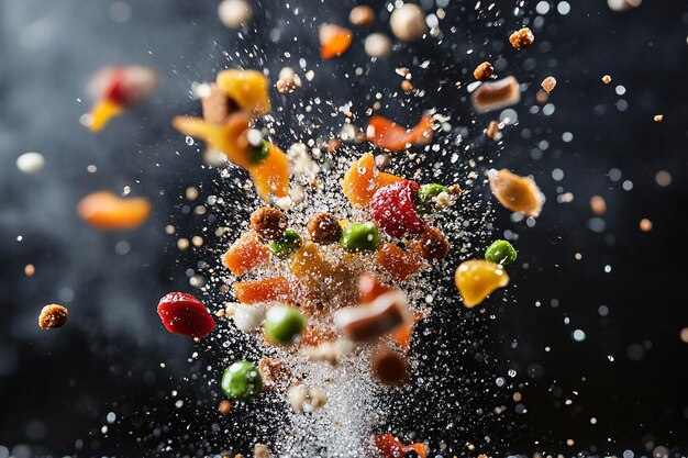 Photo highspeed photography captures a dynamic and energetic moment with an artistic splash of dog food