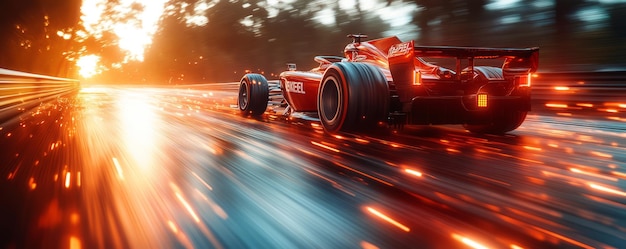 Photo highspeed race f1 car blazing past the grandstand during a thrilling motorsports event