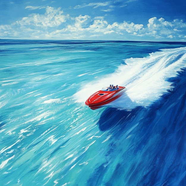 Highspeed speed boat racing across a clear blue sea1