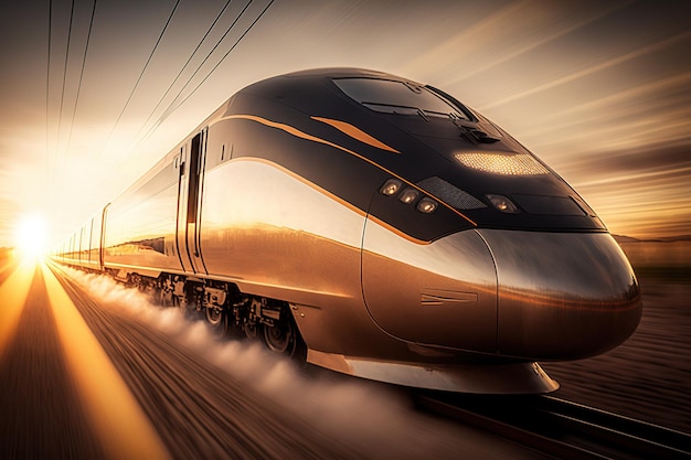 Highspeed train captured in beautiful golden light