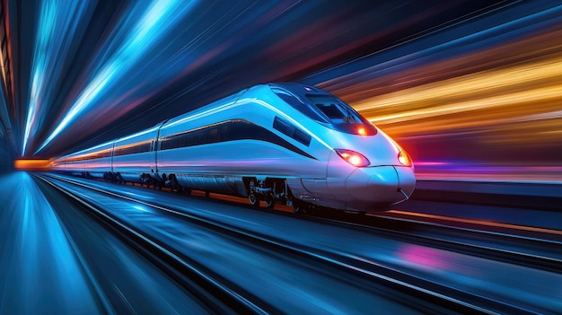 Photo highspeed train in motion modern transportation fast travel futuristic railway