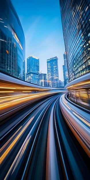 Photo highspeed train in motion on the tracks