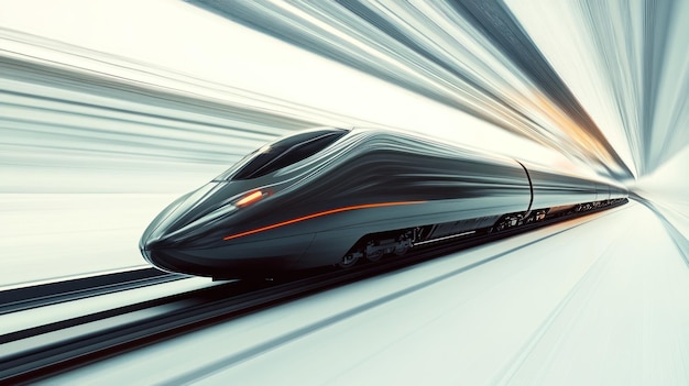 HighSpeed Train Moving Through a Tunnel at Blurred Speed