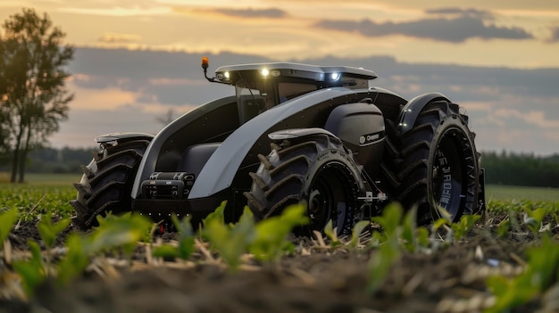 Photo hightech agricultural operations with autonomous tractors