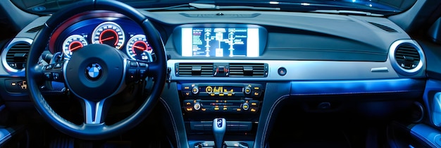 Hightech car dashboard with digital displays