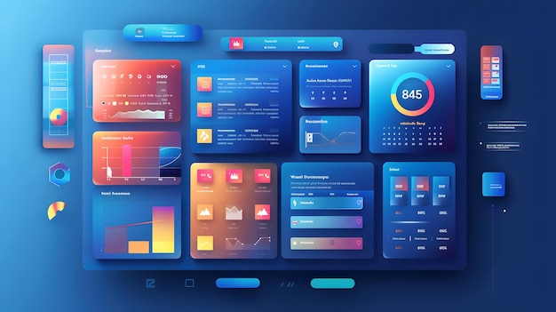 Photo hightech data interface with charts and graphs illustrating modern business analytics