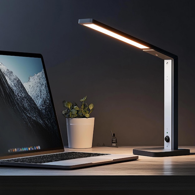 A hightech desk lamp with adjustable lighting and smart controls