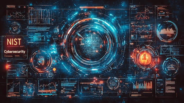 Photo hightech digital interface with nist cybersecurity in futuristic style