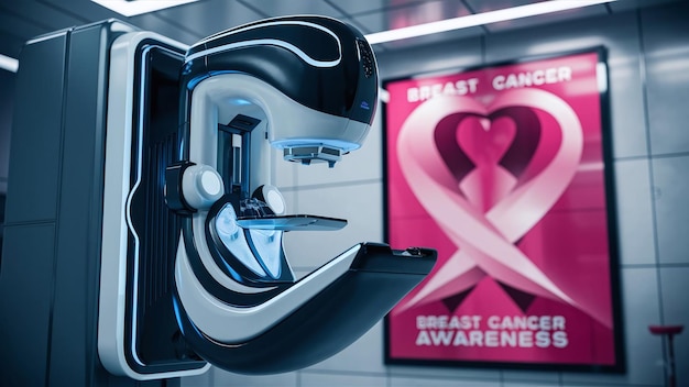 Photo a hightech digital mammography machine with a glossy black finish