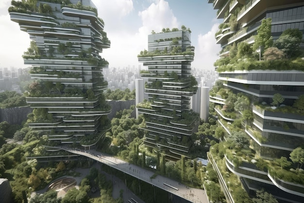 Hightech green city of the future with cuttingedge infrastructure and sustainable architecture